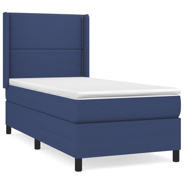 vidaXL Sommier &agrave; lattes de lit avec matelas Bleu 90x200 cm Tissu