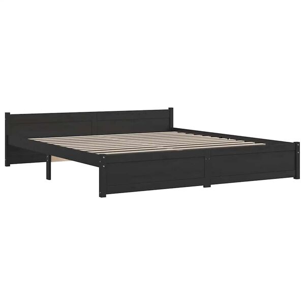 vidaXL Cadre de lit sans matelas noir bois massif 180x200 cm
