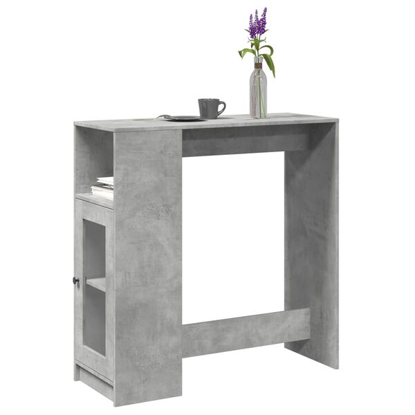vidaXL Table de bar avec étagères gris béton bois d'ingénierie