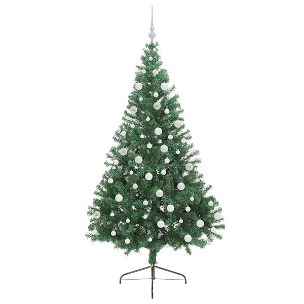 vidaXL Sapin de No&euml;l artificiel pr&eacute;-&eacute;clair&eacute; Vert 180 cm PVC