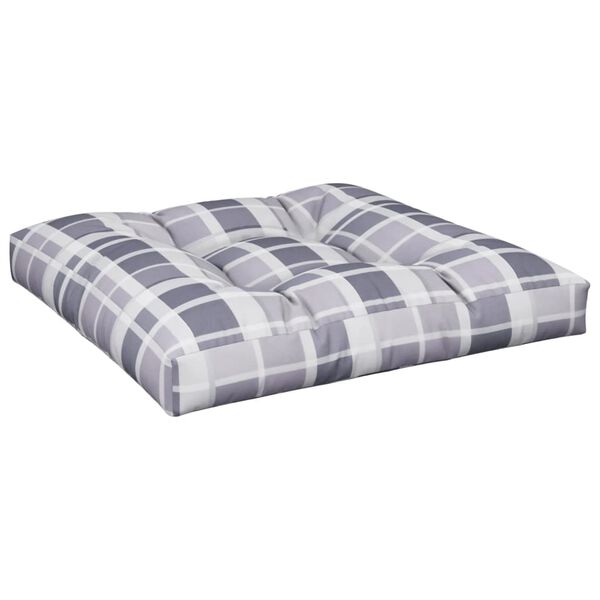 vidaXL Coussin de palette motif &agrave; carreaux gris 80x80x12 cm tissu