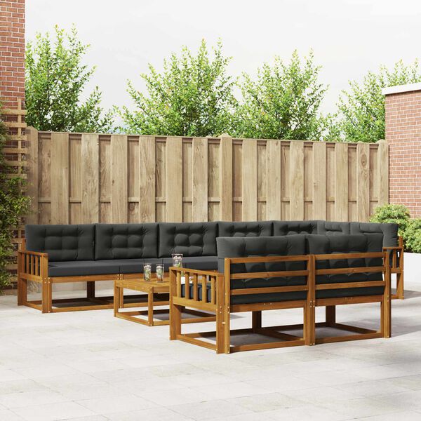 vidaXL Ensemble de canap&eacute;s d'ext&eacute;rieur 9 pcs Naturel et Anthracite