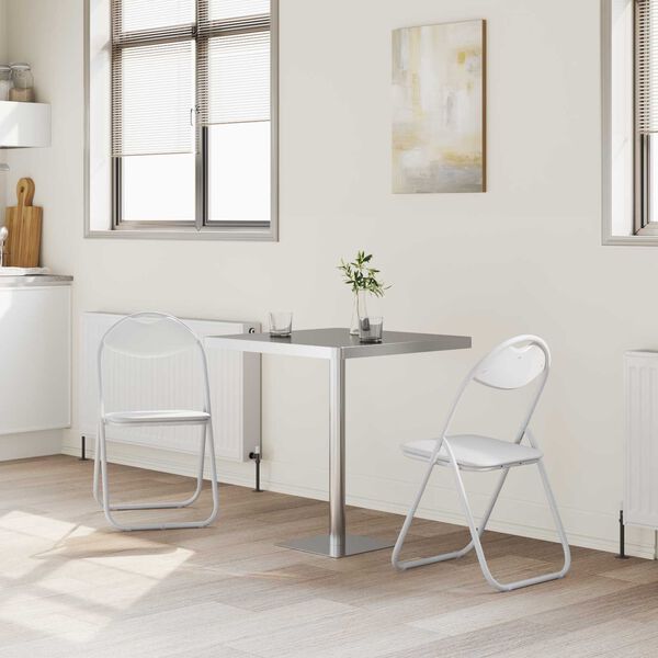 vidaXL Chaise pliante 2 pcs Blanc 48 x 43,5 x 81 cm Simili cuir