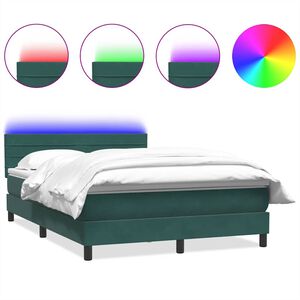 vidaXL Sommier &agrave; lattes de lit et matelas et LED vert fonc&eacute; 160x220cm velours
