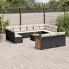 vidaXL Salon de jardin avec coussins 14 pcs noir r&eacute;sine tress&eacute;e