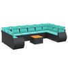 vidaXL Ensemble de canap&eacute; de jardin 11 pcs avec coussins noir r&eacute;sine tress&eacute;e
