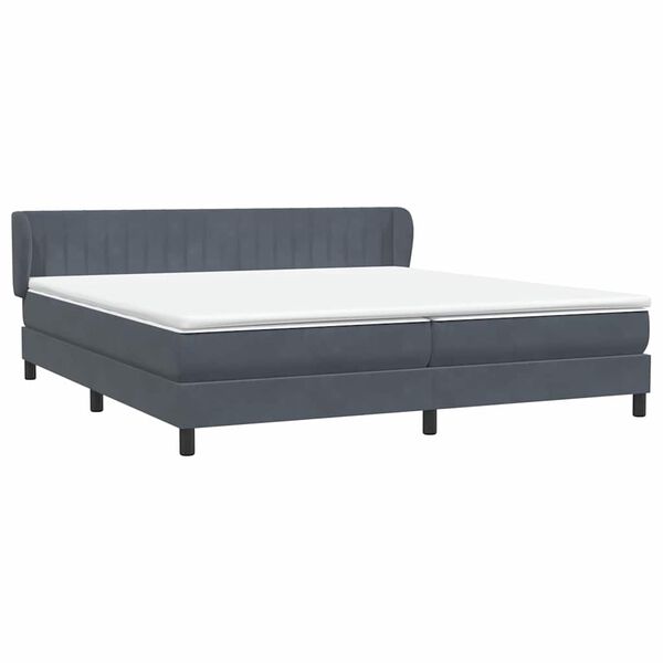 vidaXL Sommier &agrave; lattes de lit et matelas gris fonc&eacute; 180x210cm velours