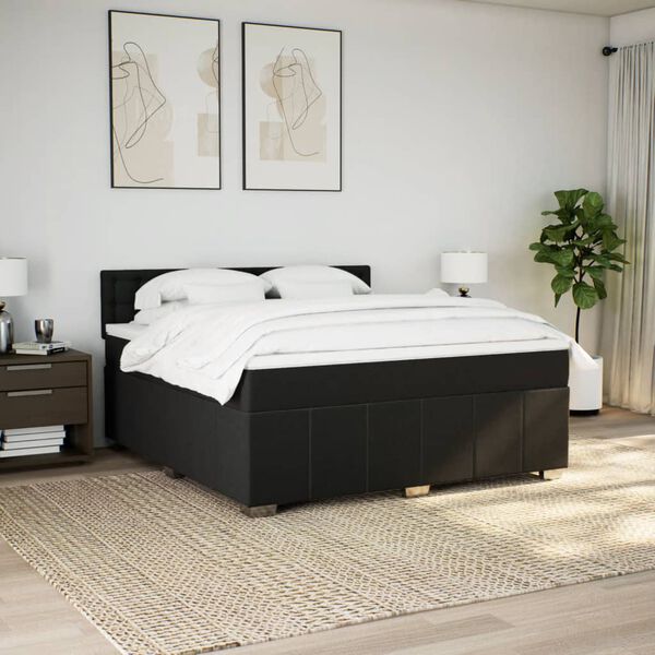 vidaXL Sommier &agrave; lattes de lit avec matelas Noir 180x200 cm Tissu