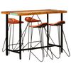 vidaXL Ensemble de bar 5 pcs Bois de r&eacute;cup&eacute;ration et cuir v&eacute;ritable