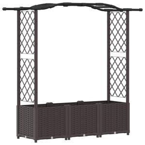 vidaXL Lit &Eacute;lev&eacute; avec Treillis et Toit Marron 164 x 40 x 142 cm PP