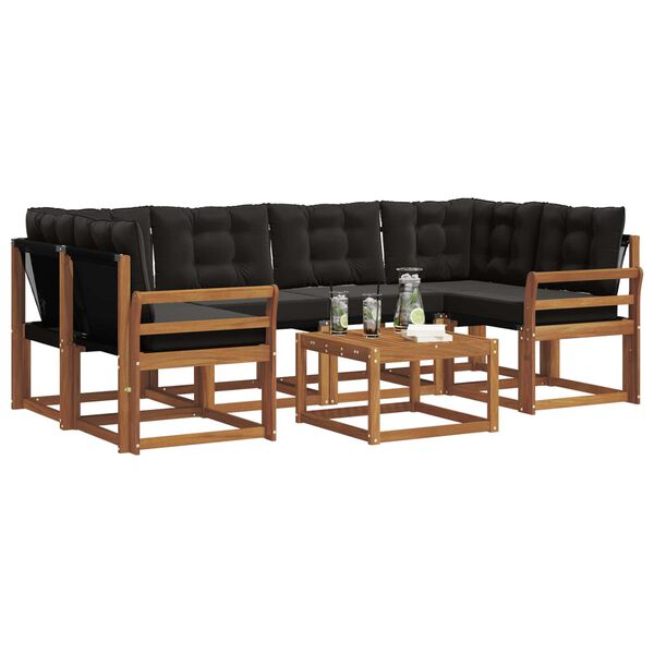 vidaXL Ensemble de canap&eacute;s d'ext&eacute;rieur 7 pcs Naturel et Noir