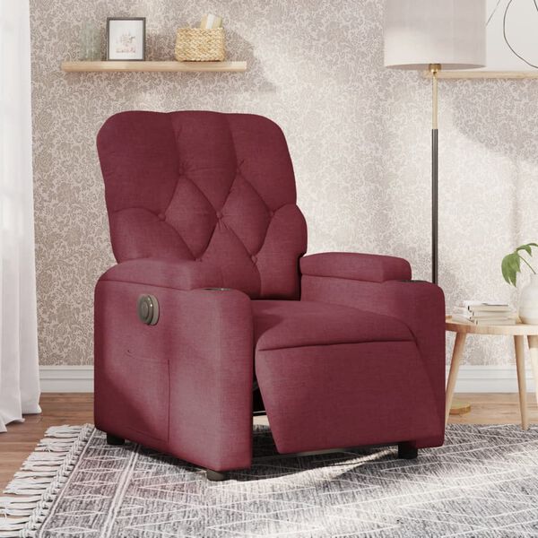 vidaXL Fauteuil inclinable &eacute;lectrique Rouge bordeaux Tissu