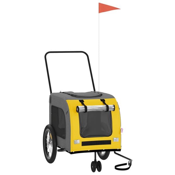 vidaXL Remorque de v&eacute;lo pour animaux de compagnie jaune et gris