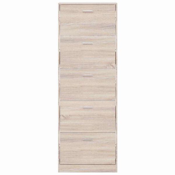 vidaXL Meuble &agrave; chaussures en bois avec 5 compartiments Aspect ch&ecirc;ne