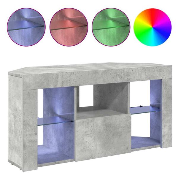 vidaXL Meuble TV LED d'Angle Montage mural Gris béton 103 x 40 x 50 cm