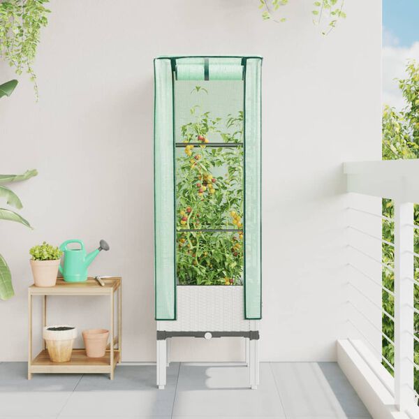 vidaXL Jardini&egrave;re sur&eacute;lev&eacute;e avec housse aspect rotin 40x40x140 cm