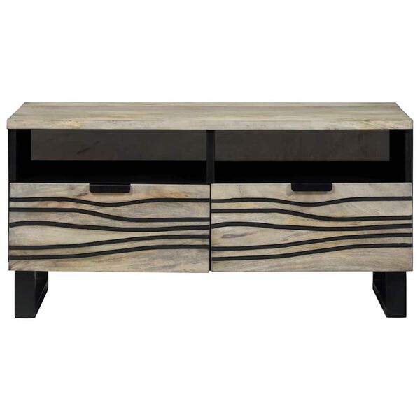 vidaXL Table basse Beige et Noir 80 x 54 x 40 cm Bois d'acacia massif