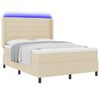 vidaXL Lit &agrave; ressort LED avec matelas Cr&egrave;me 140 x 190 cm tissu