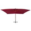 vidaXL Parasol de jardin en porte-à-faux et mât en bois rouge bordeaux