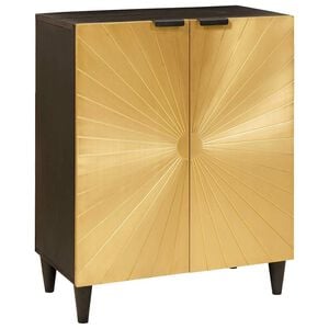 vidaXL Buffet Noir et or 60 x 33 x 75 cm Bois de mangue massif