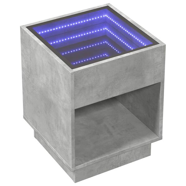 vidaXL Table basse avec LED infini gris béton 40x40x50 cm