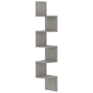 vidaXL &Eacute;tag&egrave;re d'angle murale gris b&eacute;ton 19x19x123cm bois d'ing&eacute;nierie