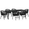 vidaXL Ensemble de salle &agrave; manger pour jardin 7 pc Noir