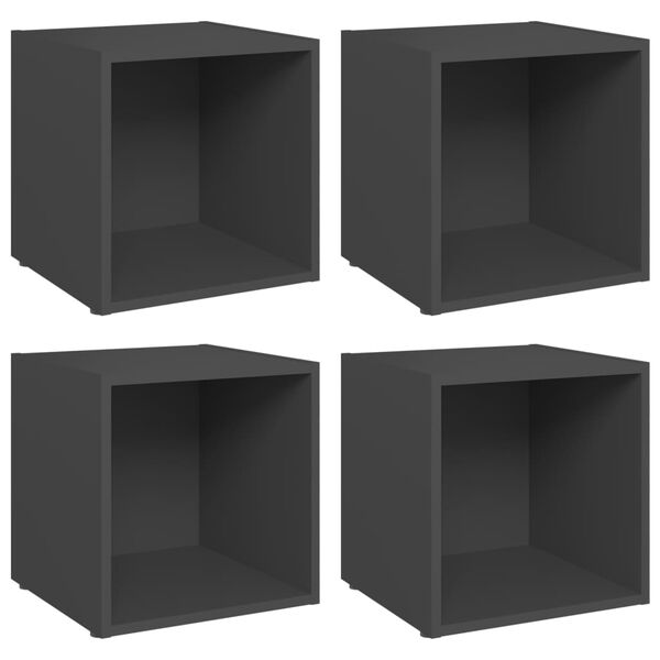 vidaXL Meubles TV 4 pcs gris 37x35x37 cm bois d’ingénierie