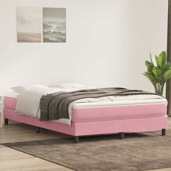 vidaXL Sommier &agrave; lattes de lit sans matelas rose 140x210 cm velours
