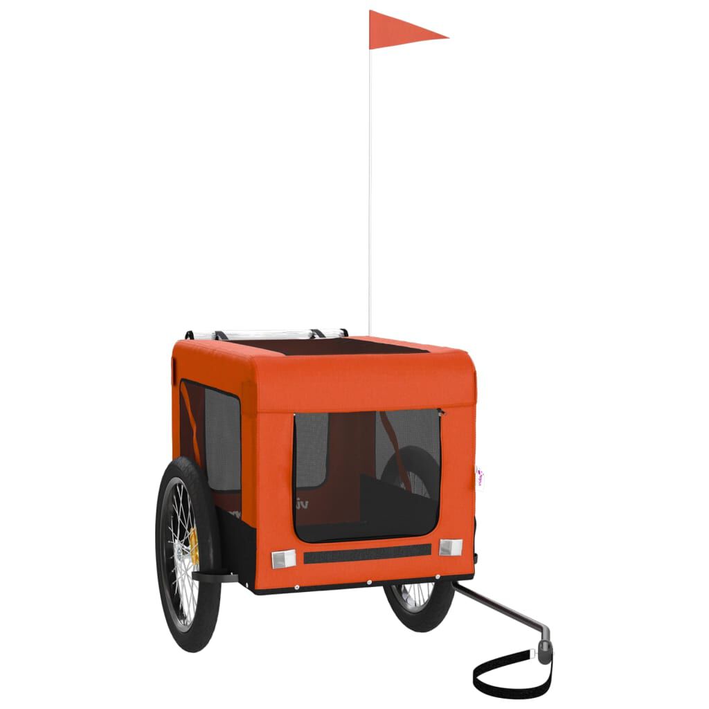 vidaXL Remorque de vélo pour animaux de compagnie orange et noir