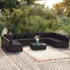 vidaXL Salon de jardin 10 pcs avec coussins R&eacute;sine tress&eacute;e Noir