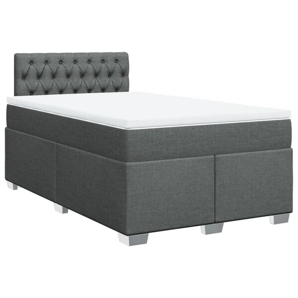 vidaXL Sommier &agrave; lattes de lit avec matelas gris fonc&eacute; 120x190cm tissu