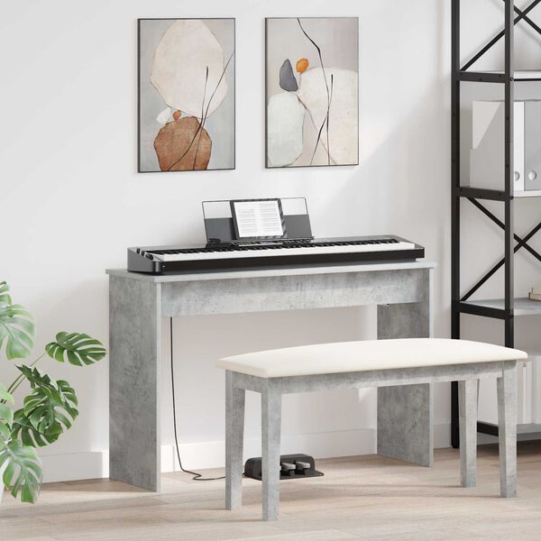 vidaXL Stand de clavier Gris b&eacute;ton 100 x 32 x 64 cm Bois d'ing&eacute;nierie