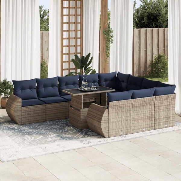 vidaXL Ensemble de canap&eacute;s de jardin 11 pcs et coussins rotin acacia
