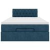 vidaXL Lit ottoman avec matelas et LED bleu fonc&eacute; 90x200cm velours