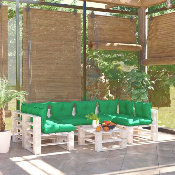 vidaXL Salon de jardin palette 7 pcs avec coussins bois de pin