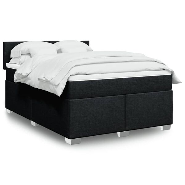 vidaXL Sommier &agrave; lattes de lit avec matelas Noir 140x190 cm Tissu