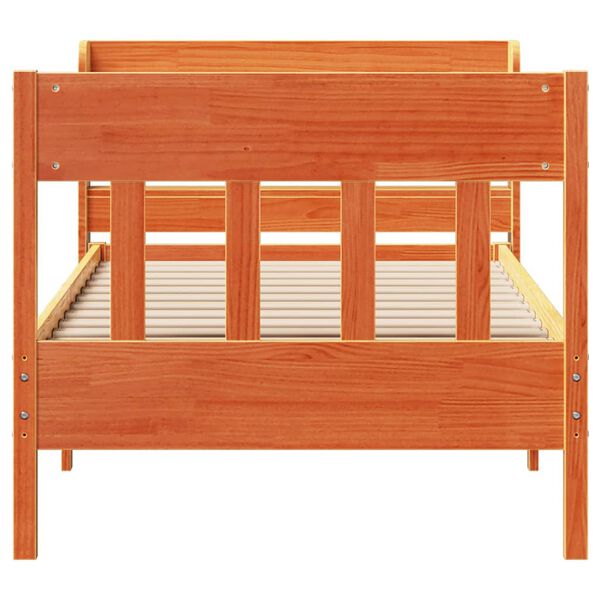 vidaXL Cadre de lit sans matelas cire marron 75x190 cm bois pin massif