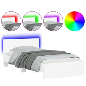 vidaXL Cadre de lit sans matelas avec lumi&egrave;res LED blanc 100x200 cm