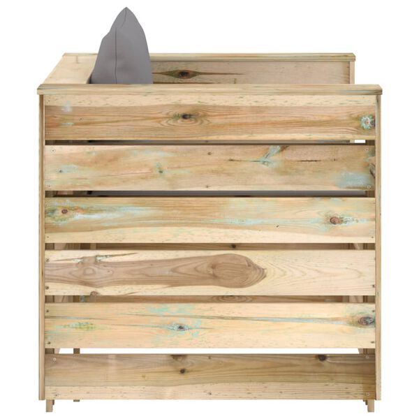 vidaXL Salon de jardin 2 pcs avec coussins Bois impr&eacute;gn&eacute; de vert