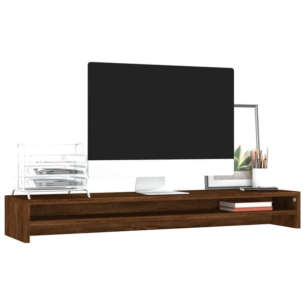 vidaXL Support de moniteur Ch&ecirc;ne marron 100x24x13 cm Bois d'ing&eacute;nierie