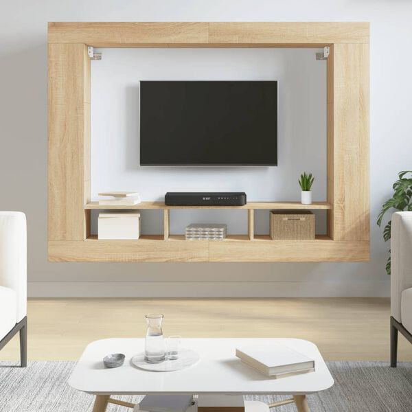 vidaXL Meuble TV ch&ecirc;ne sonoma 152x22x113 cm bois d'ing&eacute;nierie