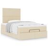 vidaXL Cadre de lit ottoman avec matelas cr&egrave;me 120x190 cm tissu