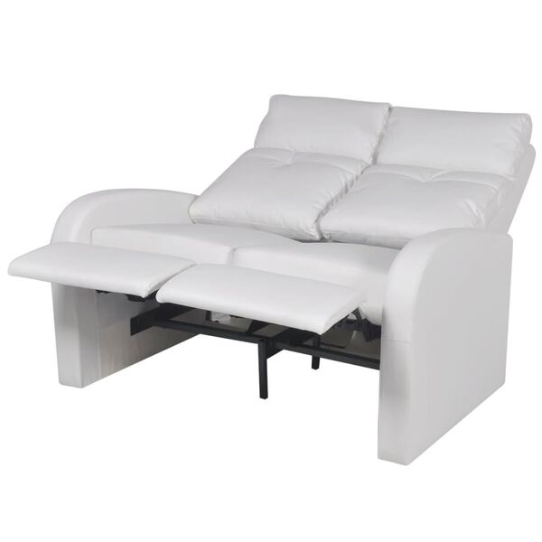 vidaXL Fauteuil inclinable &agrave; 2 places cuir synth&eacute;tique blanc