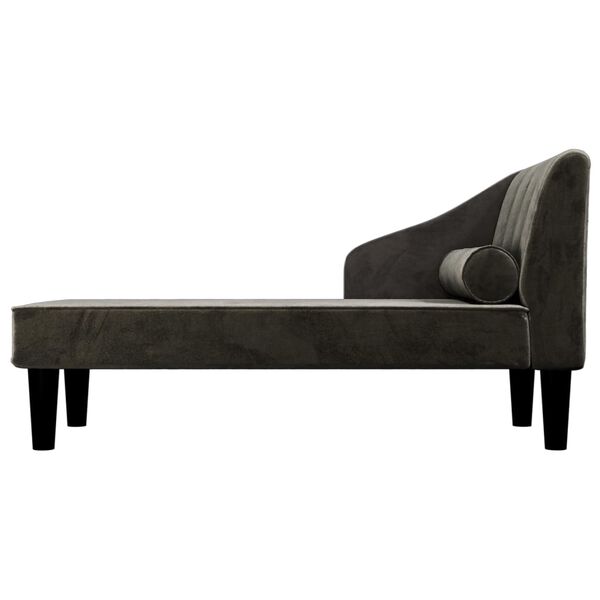 vidaXL Chaise longue avec traversin noir velours