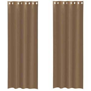 vidaXL Rideaux en voile avec &oelig;illets 2 pcs marron clair