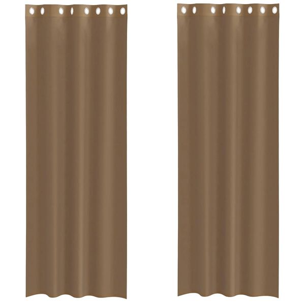 vidaXL Rideaux en voile avec œillets 2 pcs marron clair