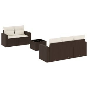 vidaXL Salon de jardin avec coussins 6 pcs marron r&eacute;sine tress&eacute;e