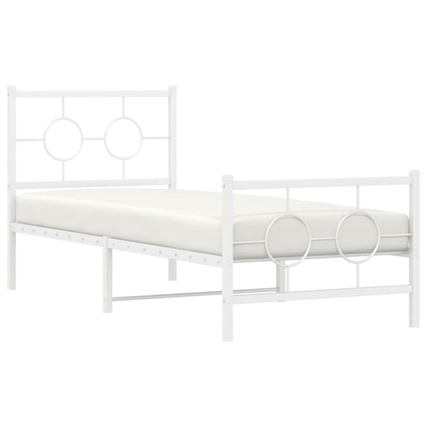 vidaXL Cadre de lit métal sans matelas avec pied de lit blanc 80x200cm