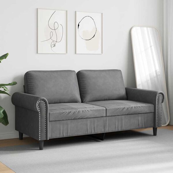vidaXL Canap&eacute; &agrave; 2 places Gris fonc&eacute; 140 cm Velours